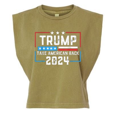 Trump Take America Back 2024 Usa Flag Patriotic 4th Of July Garment-Dyed Women's Muscle Tee