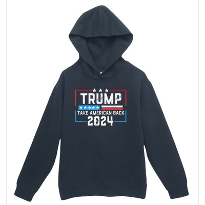 Trump Take America Back 2024 Usa Flag Patriotic 4th Of July Urban Pullover Hoodie