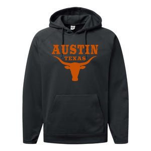 Texas Tx American Bull United States Font Performance Fleece Hoodie