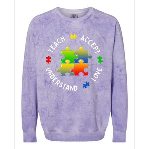 Teacher Teach Accept Understand Autism Community Colorblast Crewneck Sweatshirt