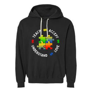 Teacher Teach Accept Understand Autism Community Garment-Dyed Fleece Hoodie