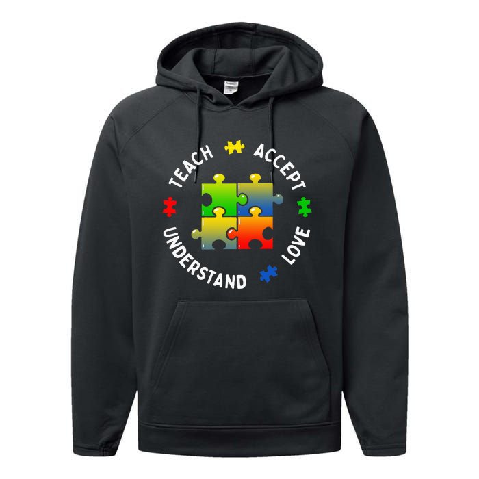 Teacher Teach Accept Understand Autism Community Performance Fleece Hoodie