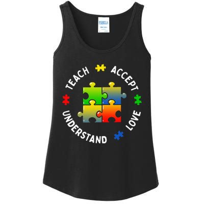 Teacher Teach Accept Understand Autism Community Ladies Essential Tank