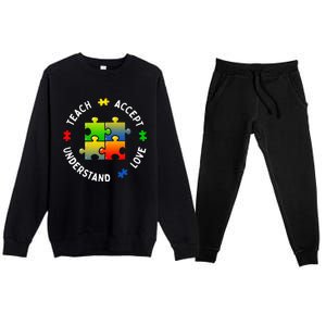 Teacher Teach Accept Understand Autism Community Premium Crewneck Sweatsuit Set