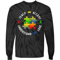 Teacher Teach Accept Understand Autism Community Tie-Dye Long Sleeve Shirt