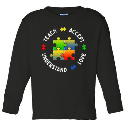 Teacher Teach Accept Understand Autism Community Toddler Long Sleeve Shirt