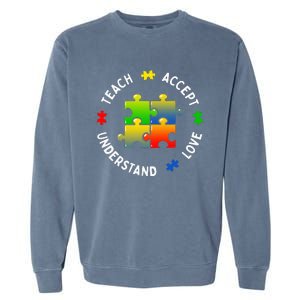 Teacher Teach Accept Understand Autism Community Garment-Dyed Sweatshirt