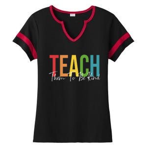 Teach Them All To Be Kind Kindness Matters Teacher Ladies Halftime Notch Neck Tee