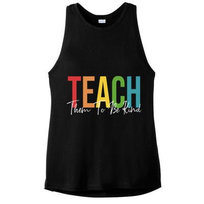 Teach Them All To Be Kind Kindness Matters Teacher Ladies PosiCharge Tri-Blend Wicking Tank