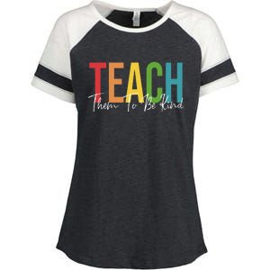 Teach Them All To Be Kind Kindness Matters Teacher Enza Ladies Jersey Colorblock Tee