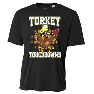 Thanksgiving Turkey And Touchdowns Football Lover Autumn Cooling Performance Crew T-Shirt