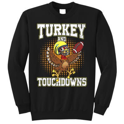 Thanksgiving Turkey And Touchdowns Football Lover Autumn Sweatshirt