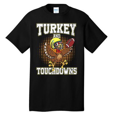 Thanksgiving Turkey And Touchdowns Football Lover Autumn Tall T-Shirt