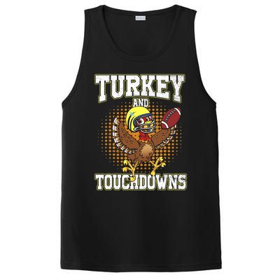 Thanksgiving Turkey And Touchdowns Football Lover Autumn PosiCharge Competitor Tank