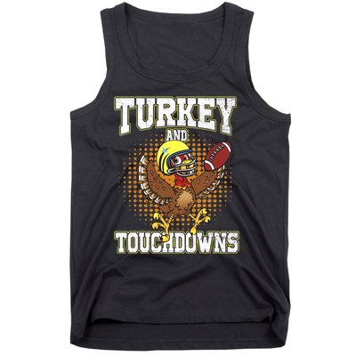 Thanksgiving Turkey And Touchdowns Football Lover Autumn Tank Top