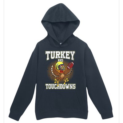 Thanksgiving Turkey And Touchdowns Football Lover Autumn Urban Pullover Hoodie