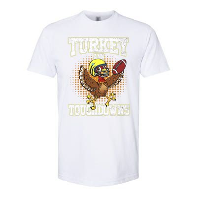 Thanksgiving Turkey And Touchdowns Football Lover Autumn Softstyle CVC T-Shirt