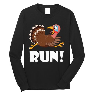 Turkey Trot Adult Running Costume Face Run Long Sleeve Shirt