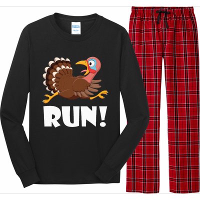 Turkey Trot Adult Running Costume Face Run Long Sleeve Pajama Set