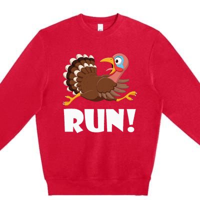 Turkey Trot Adult Running Costume Face Run Premium Crewneck Sweatshirt