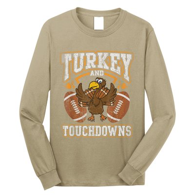 Thanksgiving Turkey And Touchdowns Football Long Sleeve Shirt