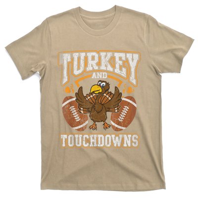 Thanksgiving Turkey And Touchdowns Football T-Shirt