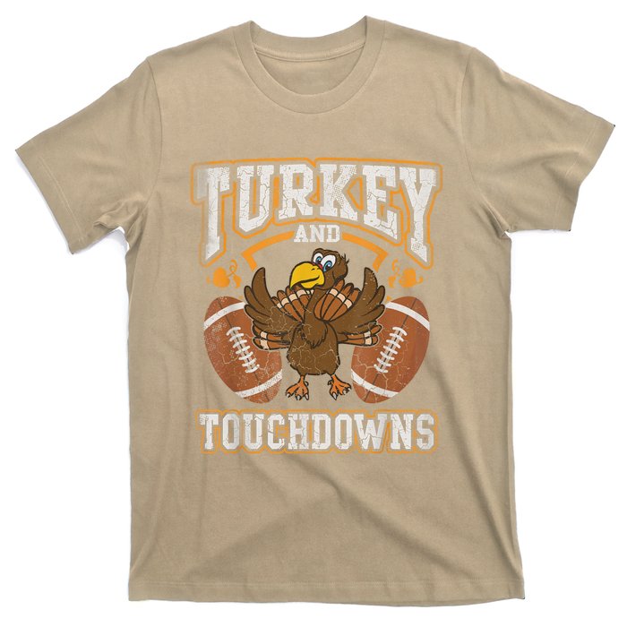 Thanksgiving Turkey And Touchdowns Football T-Shirt