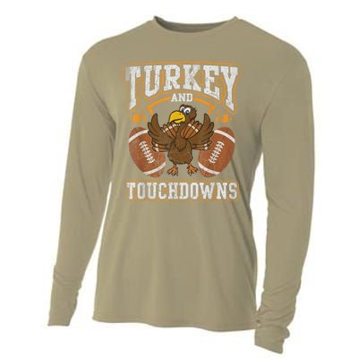 Thanksgiving Turkey And Touchdowns Football Cooling Performance Long Sleeve Crew