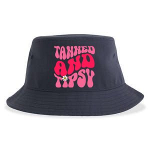 Tanned Tatted and Tipsy Summer Vibes Floral Groovy Hippie Sustainable Bucket Hat