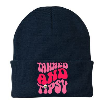 Tanned Tatted and Tipsy Summer Vibes Floral Groovy Hippie Knit Cap Winter Beanie