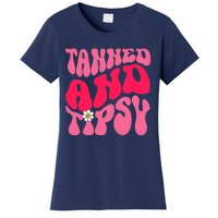 Tanned Tatted and Tipsy Summer Vibes Floral Groovy Hippie Women's T-Shirt