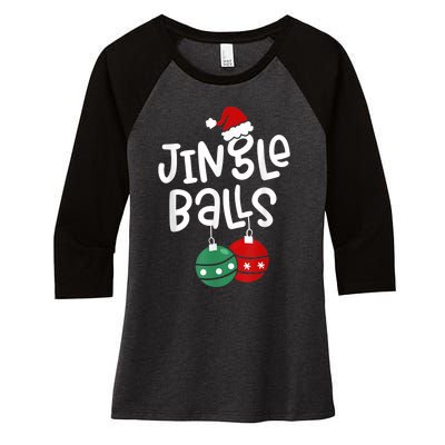 Tinsel Tits And Jingle Balls Funny Matching Christmas Couple Women's Tri-Blend 3/4-Sleeve Raglan Shirt