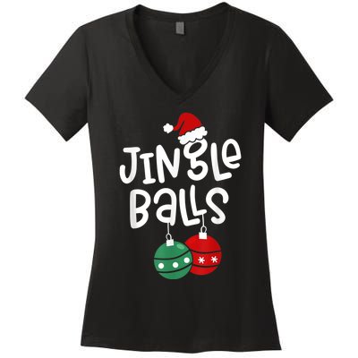 Tinsel Tits And Jingle Balls Funny Matching Christmas Couple Women's V-Neck T-Shirt