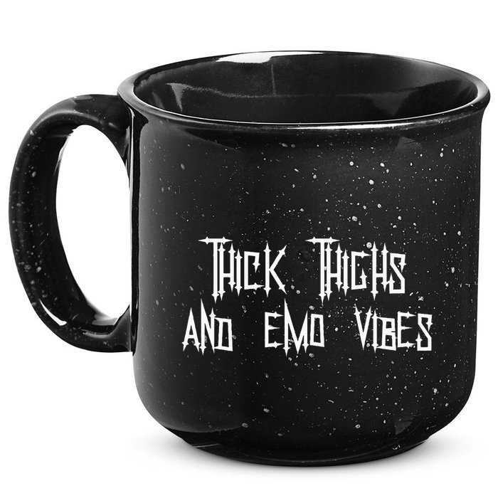 Thick Thighs And Emo Vibes Alternative Emo Music Alt Goth 15oz Campfire Ceramic Mug