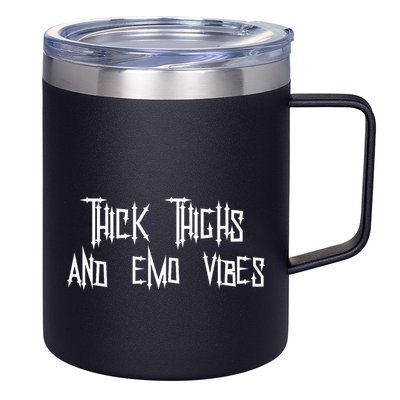 Thick Thighs And Emo Vibes Alternative Emo Music Alt Goth 12oz Stainless Steel Coffee Mug
