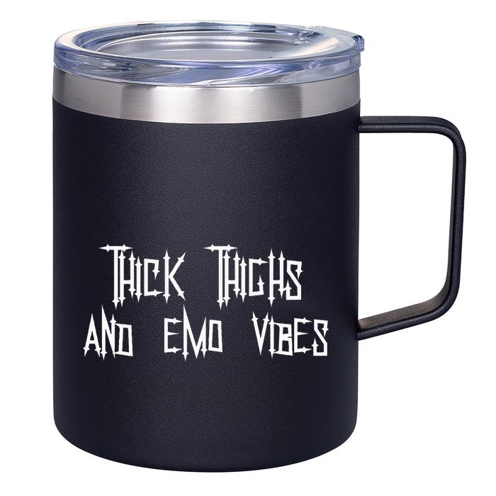 Thick Thighs And Emo Vibes Alternative Emo Music Alt Goth 12oz Stainless Steel Coffee Mug