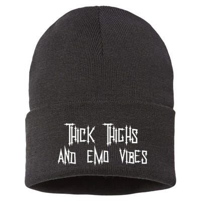 Thick Thighs And Emo Vibes Alternative Emo Music Alt Goth Sustainable Knit Beanie