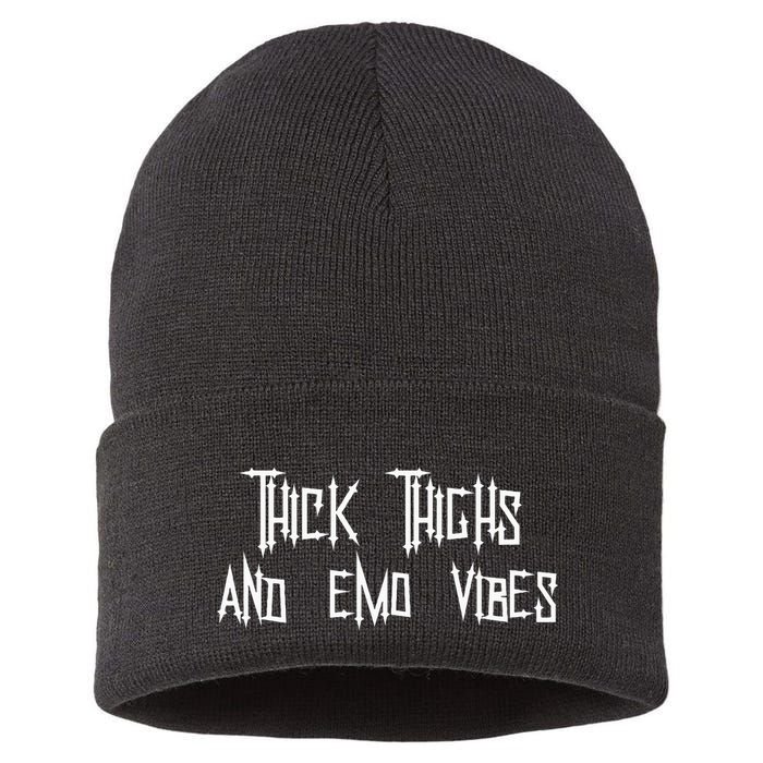 Thick Thighs And Emo Vibes Alternative Emo Music Alt Goth Sustainable Knit Beanie