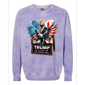 Trump Take America Back 2024 Eagle Us Flag Colorblast Crewneck Sweatshirt