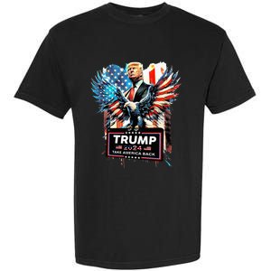 Trump Take America Back 2024 Eagle Us Flag Garment-Dyed Heavyweight T-Shirt