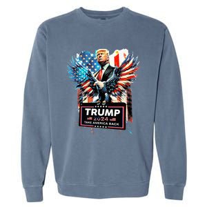 Trump Take America Back 2024 Eagle Us Flag Garment-Dyed Sweatshirt