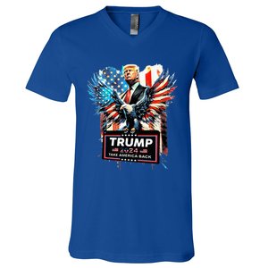 Trump Take America Back 2024 Eagle Us Flag V-Neck T-Shirt