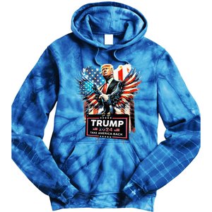 Trump Take America Back 2024 Eagle Us Flag Tie Dye Hoodie