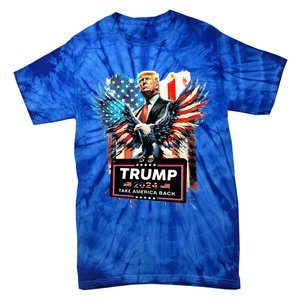 Trump Take America Back 2024 Eagle Us Flag Tie-Dye T-Shirt