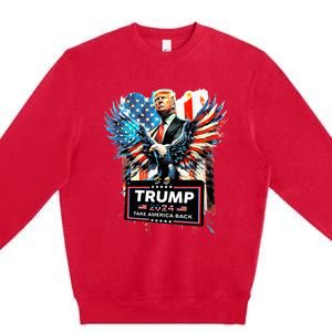 Trump Take America Back 2024 Eagle Us Flag Premium Crewneck Sweatshirt