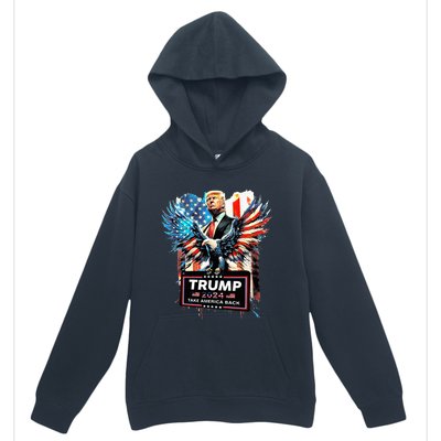 Trump Take America Back 2024 Eagle Us Flag Urban Pullover Hoodie