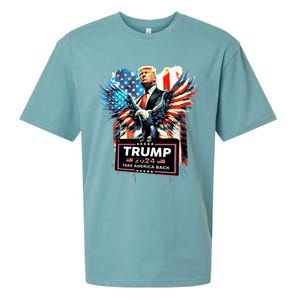 Trump Take America Back 2024 Eagle Us Flag Sueded Cloud Jersey T-Shirt