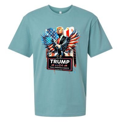 Trump Take America Back 2024 Eagle Us Flag Sueded Cloud Jersey T-Shirt