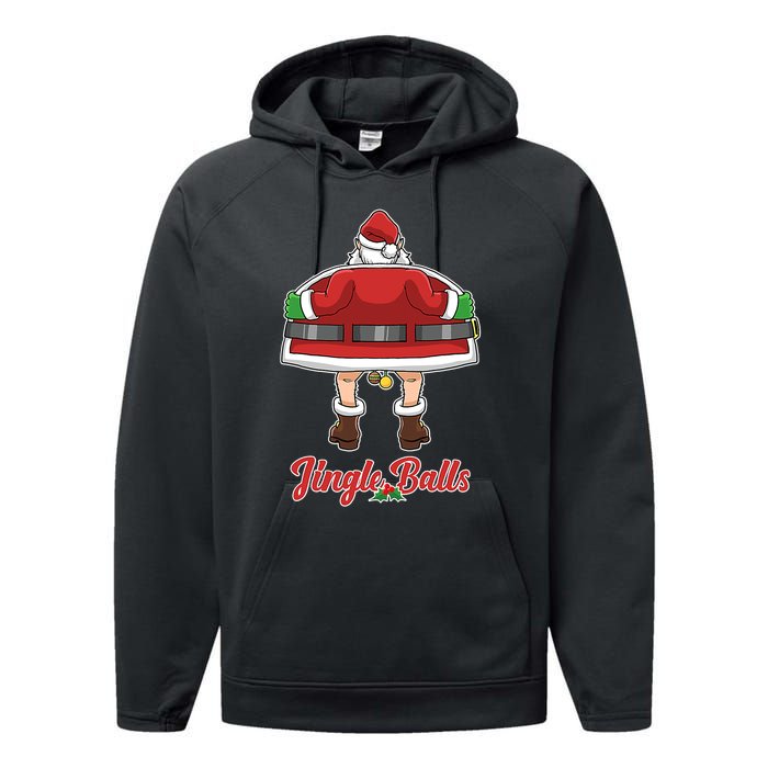 Tinsel Tits And Jingle Balls Funny Matching Christmas Santa Claus Performance Fleece Hoodie