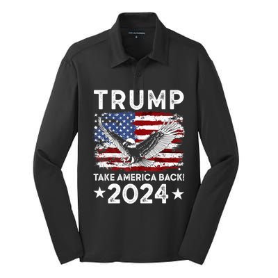 Donald Trump 2024 Take America Back USA United States Silk Touch Performance Long Sleeve Polo